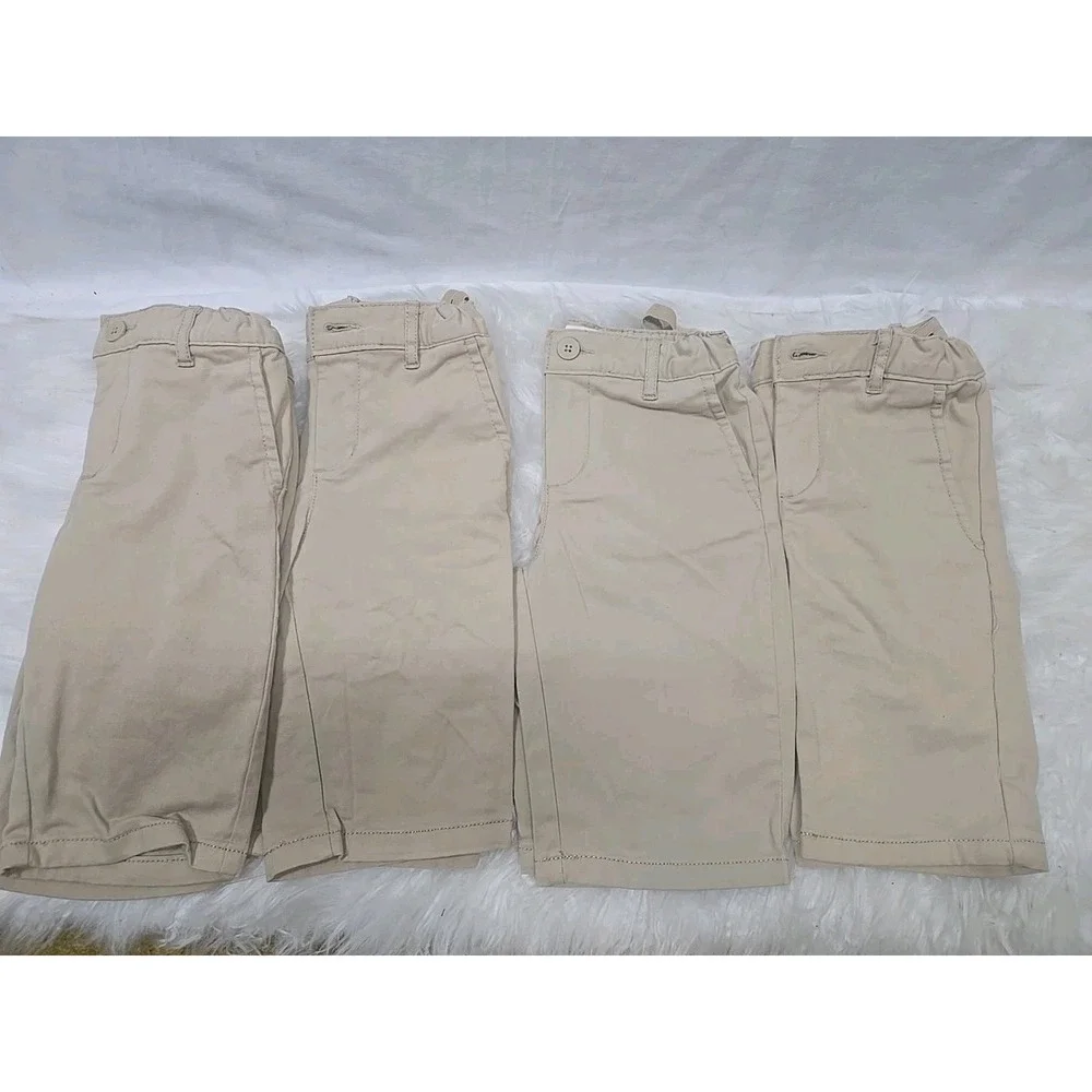 Lot Of 4 Children's Place Kids School Uniform Tan Shorts‎ Stretch Girls 8 Slim